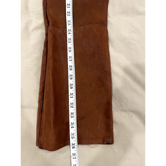 Rag & Bone Womens Sz 30 Hana Lamb Leather Pants Brown Highrise Crop Wide Leg - Picture 11 of 11